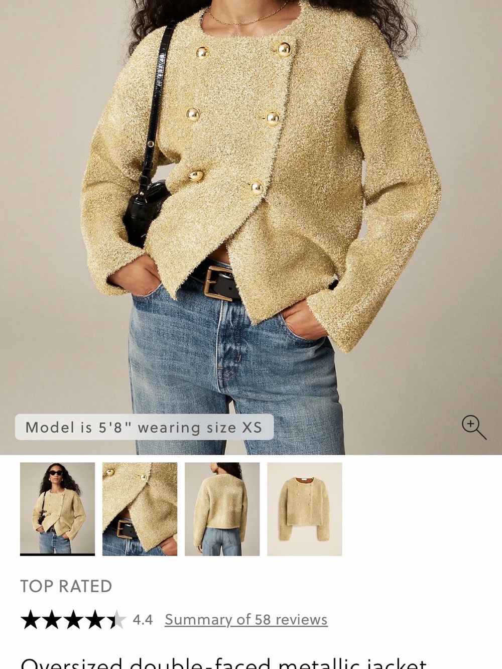 J. Crew Gold Oversized Double-faced Metallic Jacket